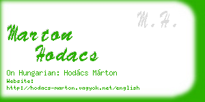 marton hodacs business card